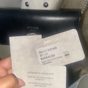 Leather black wallet on chain